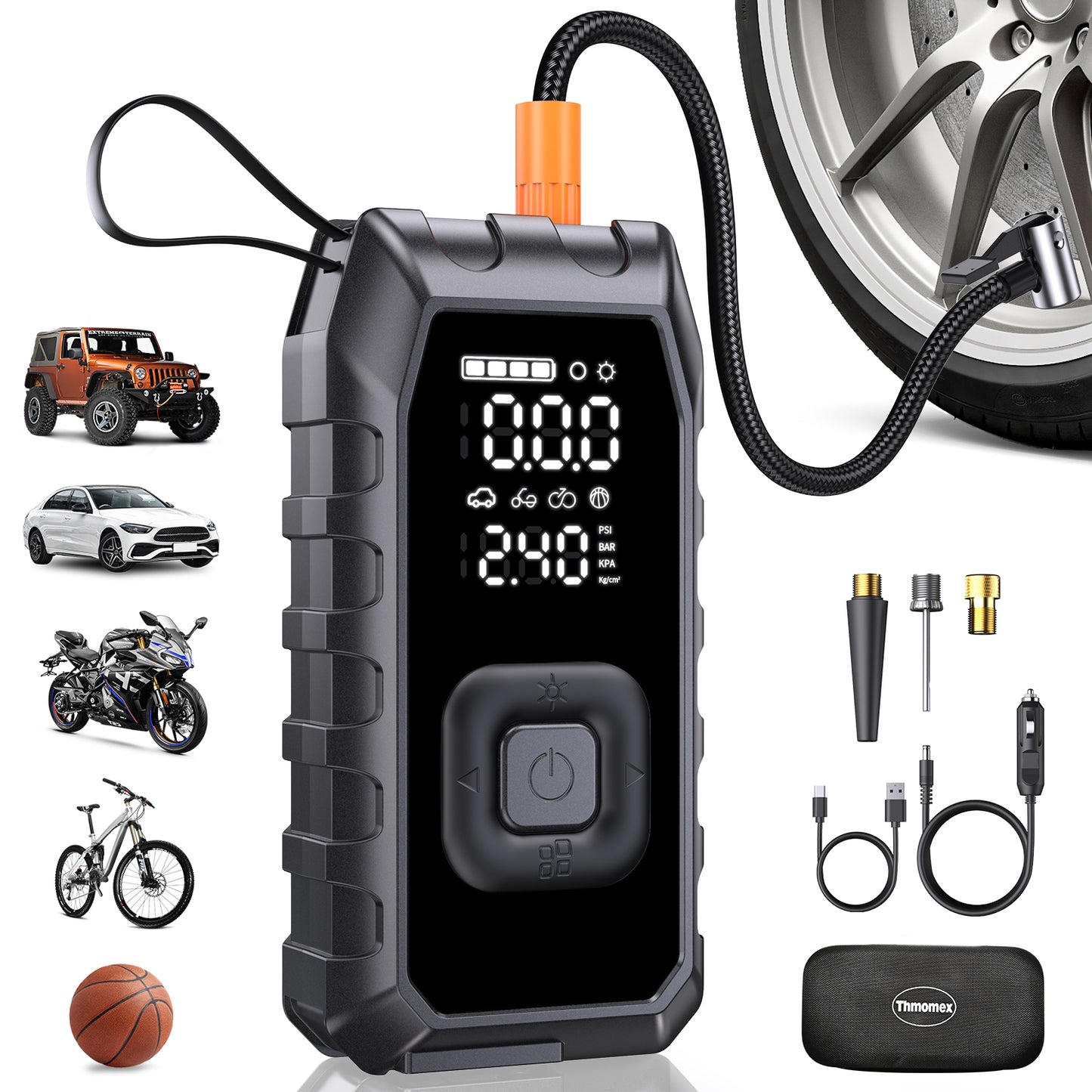 Thmomex Air Compressor with 20000mAh & 180PSI & Dual Cylinder